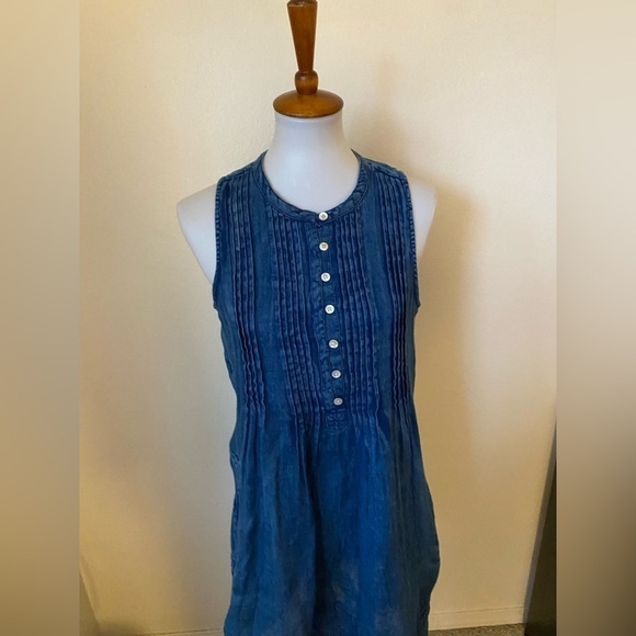 Faherty Women’s Dream Cotton Gauze Isha Dress Blue Size S Mini Sleeveless - Picture 3 of 9